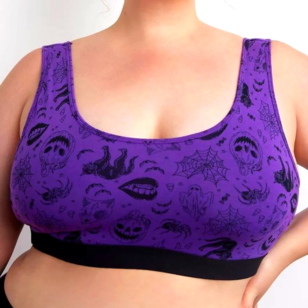 ❤️NWT TORRID FANGS CATS PUMPKINS HALLOWEEN COSTUME GOTHIC MONSTER BRA 2X